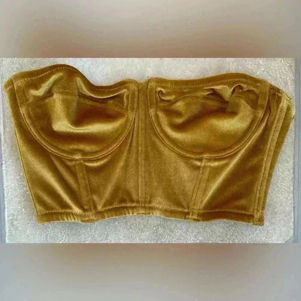 Urban Outfitters Women's Yellow and Gold Corset Top With Boning; size S